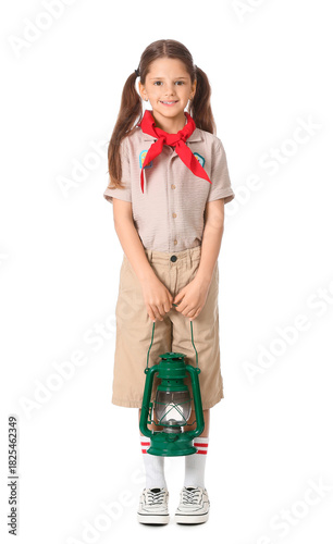 Little girl scout with lant...