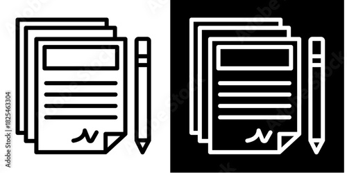 Contract  Icon Set White Style Collection
