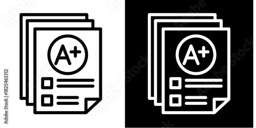 Report Card  Icon Set White Style Collection
