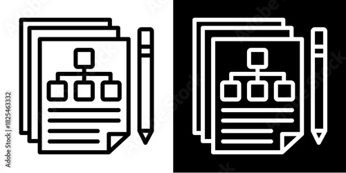 Hierarchical Structure  Icon Set White Style Collection
