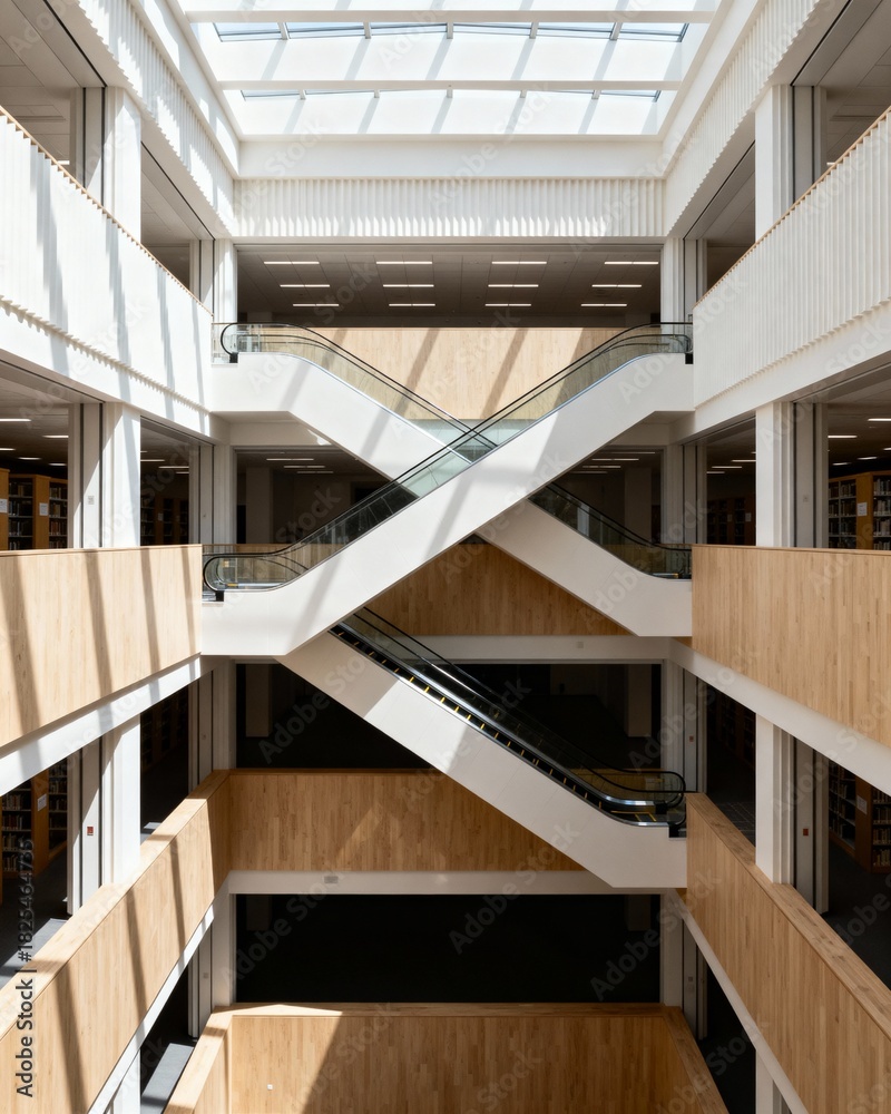 Fototapeta premium Modern atrium with crisscrossing interior bridges