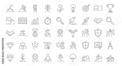 Collection of HandDrawn Business and Success Icons 4. Vector Illustrations. EPS Editable
