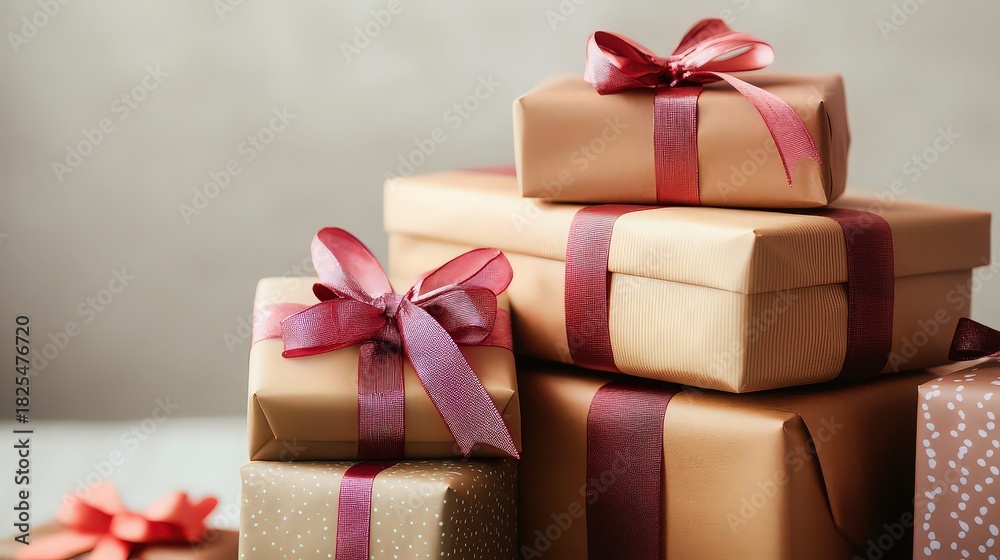 Obraz premium red gift box with ribbon