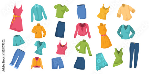 Women Fashion Clothes Illustration Set
