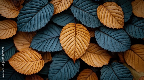 Wallpaper Mural Autumn leaves, teal and gold Torontodigital.ca