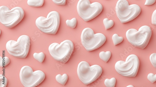 Heart shaped meringue on pink