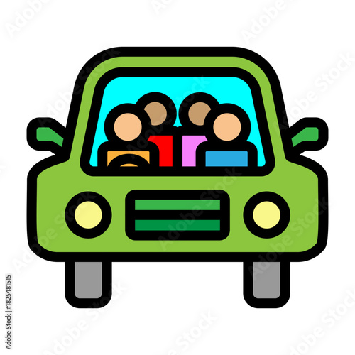 Carpool Vector Filled Icon Design