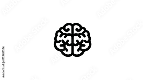 Human Brain Line Icon. Simple Outline Symbol Representing Intelligence, Mind, Thought, Creativity, Learning, and Knowledge.