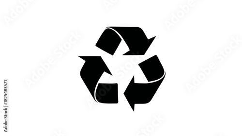 Black Recycling Symbol Icon for Environmental Sustainability, Eco-Friendly Reuse, Reduce, and Waste Management