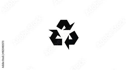 Universal black recycling symbol icon on a clean white background, representing eco-friendly sustainable conservation and environmental protection