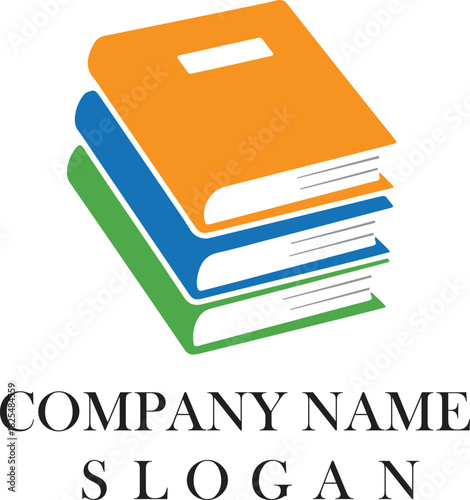 Stack of Colorful Books with Company Name and Slogan - Education, publishing, and learning graphic logo