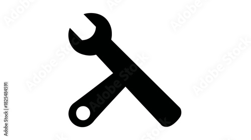Minimalist Black Icon of Crossed Wrenches Symbolizing Mechanical Repair, Engineering, and Configuration Settings