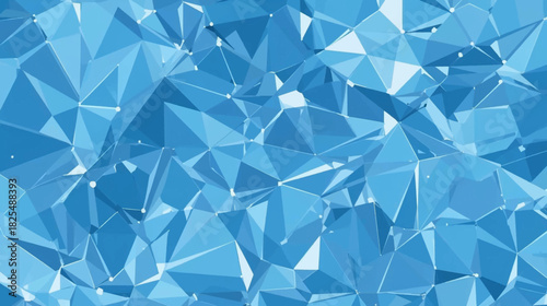 Abstract polygonal blue background with triangles and connecting dots creates a modern and visually stunning texture for various design applications.