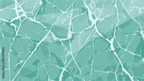 Abstract illustration of fractured ice with a teal and white color scheme, perfect for backgrounds and textures with a modern aesthetic.