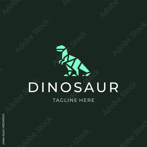 Dinosaur logo design. geometric jurassic flat icon illustration vector