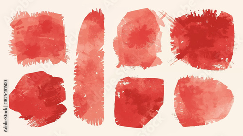 A collection of vibrant red watercolor brush strokes and splatters, perfect for adding artistic flair to any design project or creative endeavor.