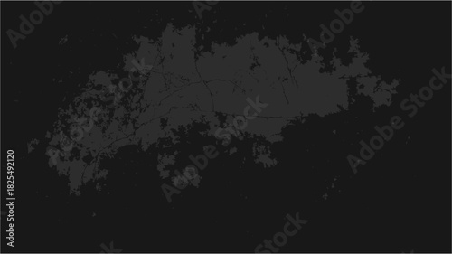 A grayscale map of a city, showing urban areas in shades of gray against a dark background, representing a metropolitan landscape.