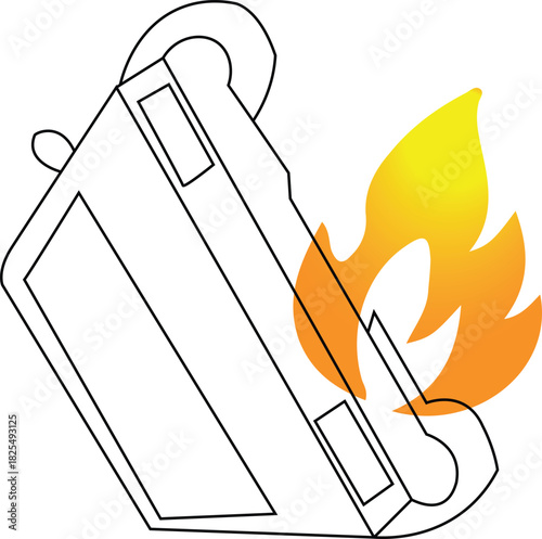 Overturned burning car drawing