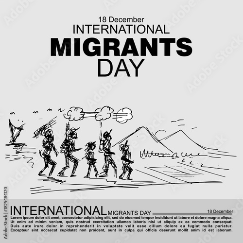 International Migrants day, poster and banner vector