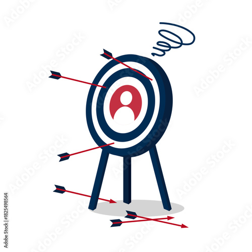 マーケティング失敗のビジネスコンセプトイラスト、ベクター素材