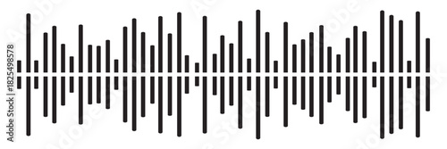 Set of radio Wave icon. Monochrome simple sound wave on transparent background. Vector sound wave icon. Music player sound bar. Record interface. Equalizer icon with soundwave line. used for mobile.