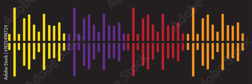 Abstract sound wave stripe lines colorful gradient equalizer isolated on transparent background in concept music, sound, technology.