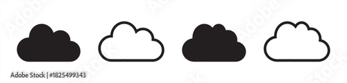 Cloud icon set - vector. cloud symbol in line and glyph style. Vector illustration