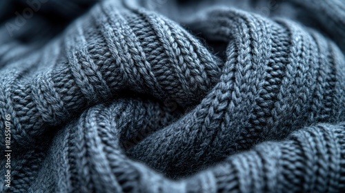 Close-up of textured, dark gray knit fabric