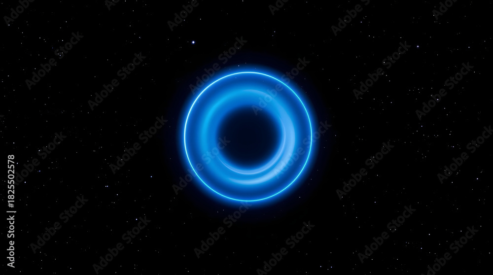 Fototapeta premium Stunning blue cosmic circle portal in deep space with twinkling starlight background