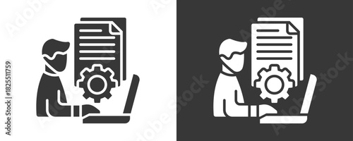 Document Management Icon Set Vector Collection Isolated In Black And White