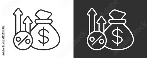 Profit Margin Icon Set Vector Collection Isolated In Black And White