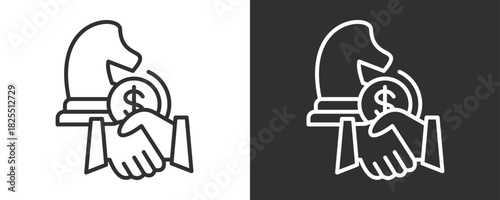 Strategic Parthnership Icon Set Vector Collection Isolated In Black And White