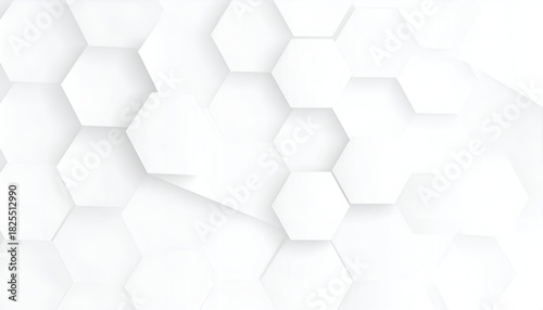 White, hexagonal tile pattern. Geometric shape gradient creates depth and shadows