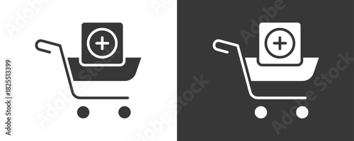 Add To Cart Icon Set Vector Collection Isolated In Black And White
