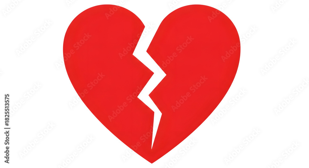 Obraz premium Broken red heart symbol of lost love, sadness, and emotional pain.