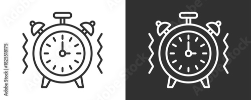 Alarm Clock Icon Set Vector Collection Isolated In Black And White