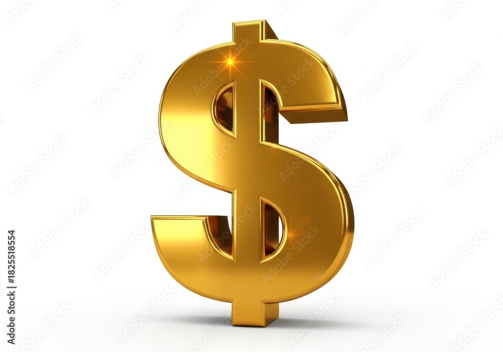 Fototapeta premium Golden dollar sign isolated on white background