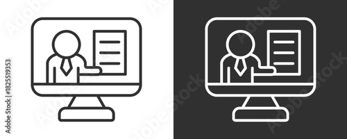 Online Studies Icon Set Vector Collection Isolated In Black And White