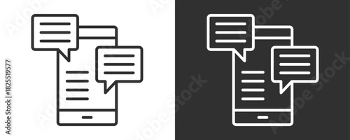 Mobile Chat  Icon Set Vector Collection Isolated In Black And White