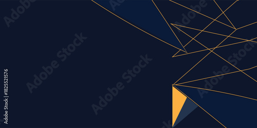 Abstract polygonal pattern luxury golden line with dark navy blue template background. Luxury and elegant.