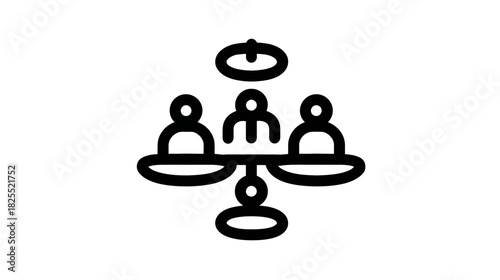 People on a Balance Scale Icon Representing Equality, Justice, Fairness, Human Resources, and Business Management
