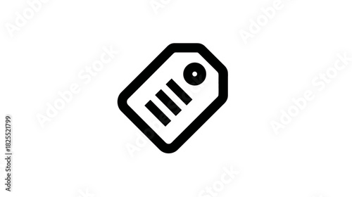 Minimalist black outline price tag icon for shopping, retail, sales, and discount promotions. Simple vector graphic label.