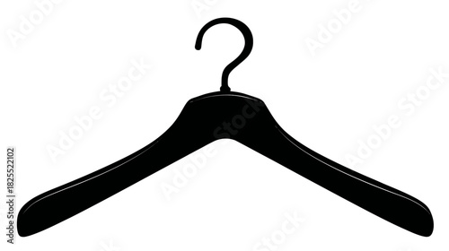 Black Clothes Hanger on White Background - Empty Garment Storage and Retail Display Accessory Isolated