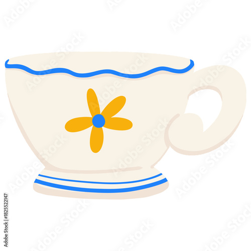 Cute vintage tea milk and coffee ceramic cup