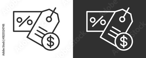 Price Tag Icon Set Vector Collection Isolated In Black And White