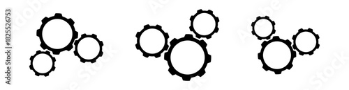 A combination of large and small interconnected gears forming a balanced mechanical composition. Suitable for themes of engineering systems, automation functions, industrial machinery, and teamwork.