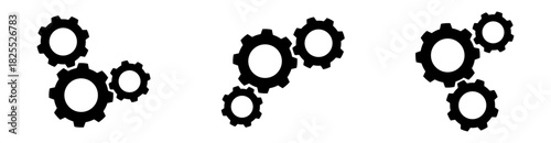 A multi-gear rotational layout featuring small and medium gears in coordinated motion. Great for automation themes, industrial process visuals, engineering concepts, and system optimization.