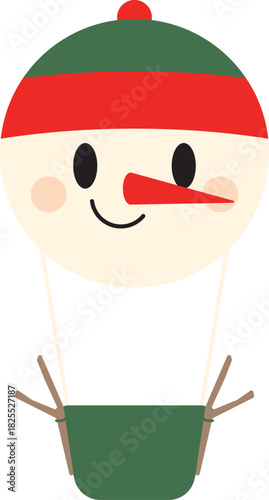 Cute Snowman Christmas Hot Air Balloon