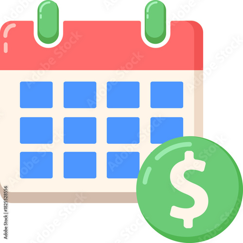 Calendar with Dollar Sign Icon, payday calendar icon
