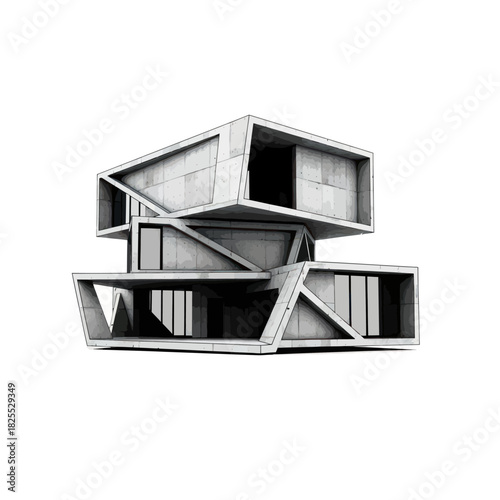 Modern Abstract Architectural Structure with Geometric Design.